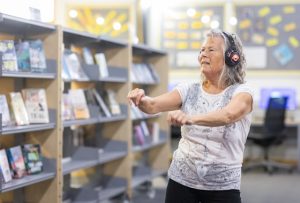 older lady doing fitness class at community centre